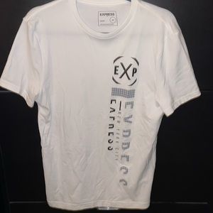 EUC- Mens size Small Express White Tshirt with black/ grey font